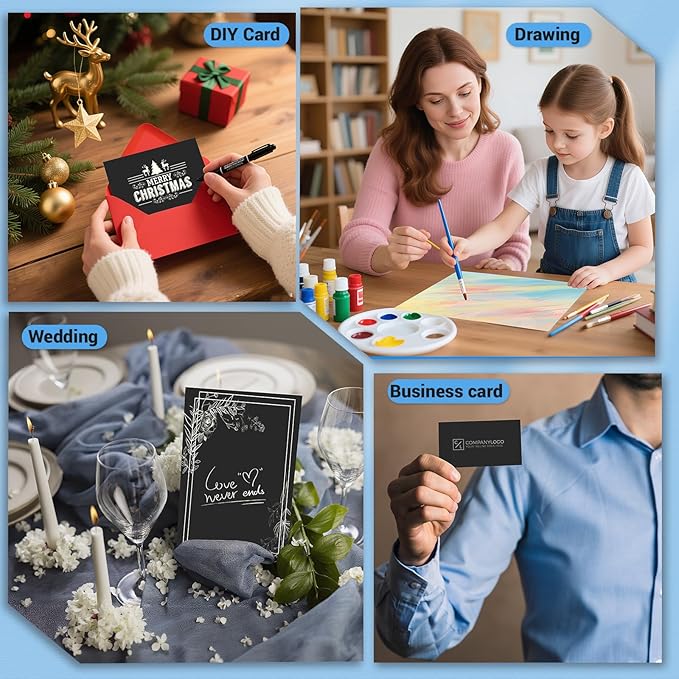 Cardstock Paper, Black Cardstock 8.5x11, 80 Sheets Card Stock, 200GSM Thick Printer Paper 8.5x11, Black Blank Card Stock Paper for Greeting Cards, DIY Cards, Wedding Invitation, Postcards
