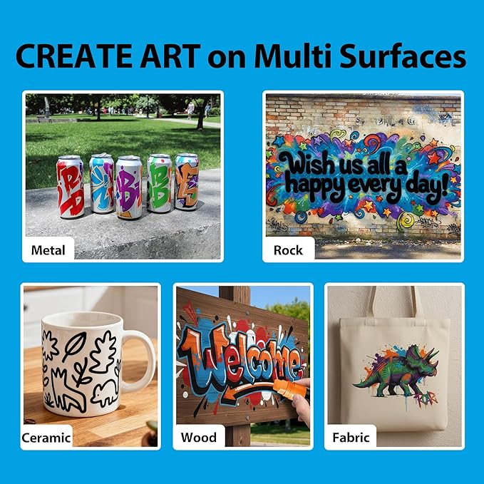 MEHVOR Acrylic Paint Markers, 5 Poster Markers Jumbo Black,15mm Wide Tip Permanent Ink 36g, Thick Acrylic paint pens for Poster, Glass, Rock Painting, Stone, Wood, Car, Ceramic, Fabric (Black)