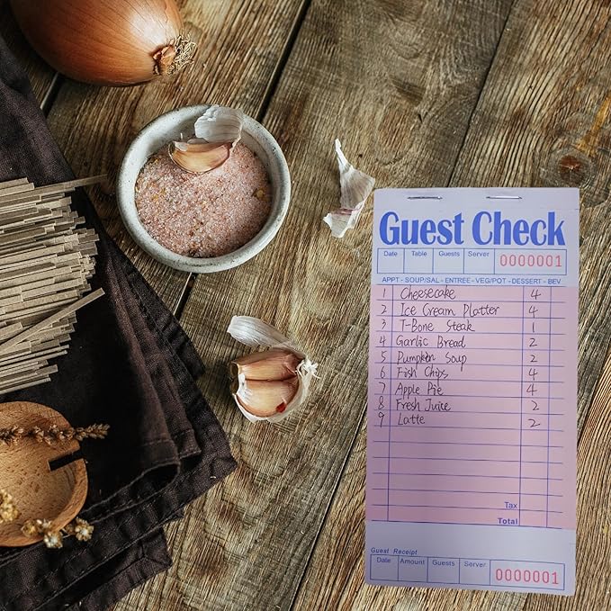 Guest Check Books 10 Pack, Guest Checks for Servers, Server Note Pads, Waitress Accessories Writing Pad, Thick Server Paper with Guest Receipts, Restaurant Supplies Order Pad Total 500 Sheets(Pink)