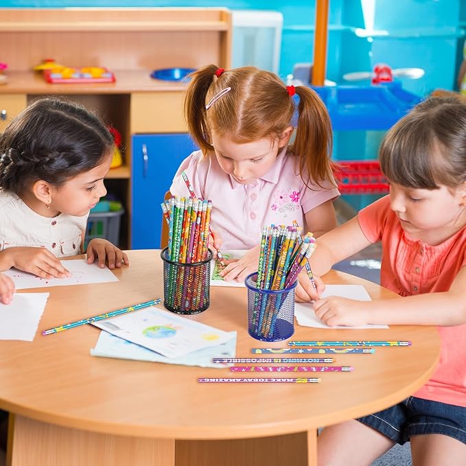 200 Pcs Motivational Pencils Bulk, Rainbow Inspirational School Pencils for Classroom, Cute Pencil with Encourage Positive Sayings, Back to School Supplies for Kids Student Teacher Classroom Reward