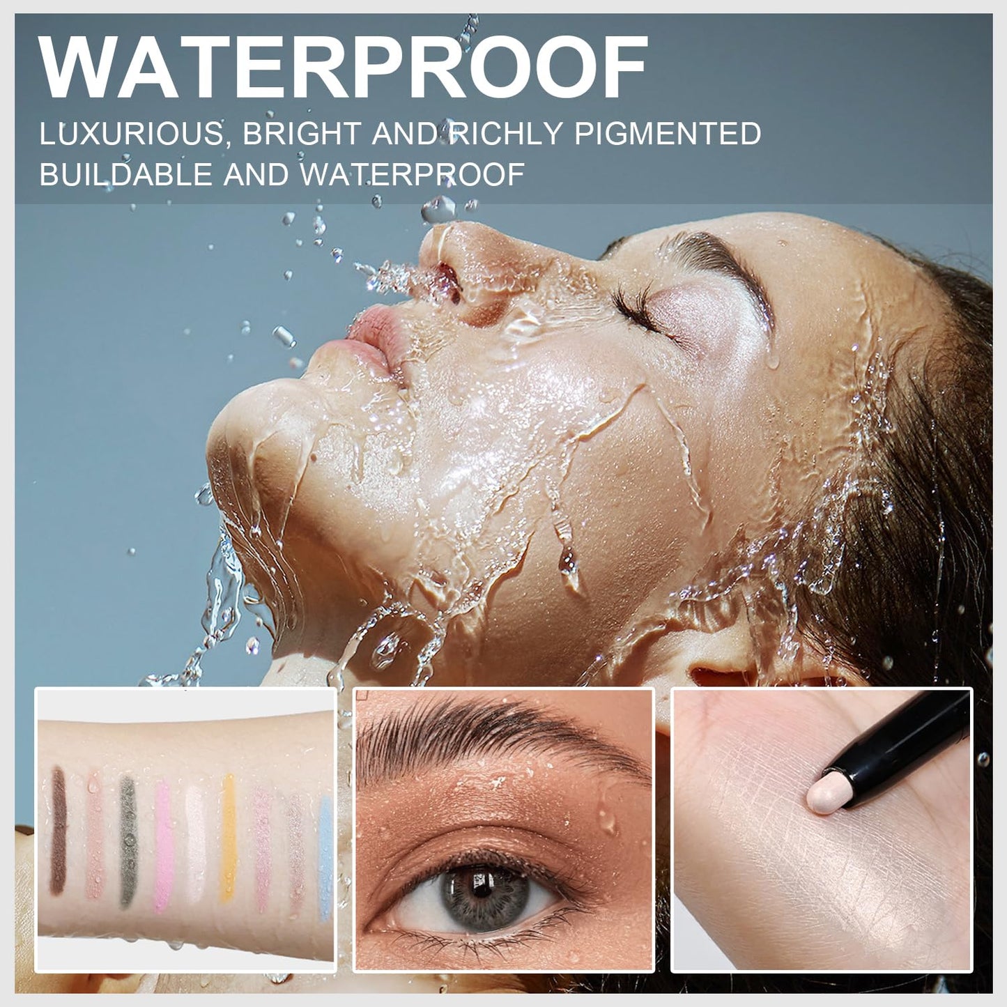 3PCS Eyeshadow Stick, Shimmer and Matte Cream Eye Shadow Brightener Sticks Eyeliner Pencil Crayon, Waterproof Long Lasting Eye Highlighter Stick Makeup (02+03+05)