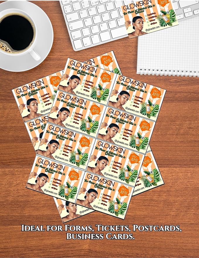 Limited Papers (TM) 8.5x11 Perforated Paper, 20/50 Pound, 75 GSM, Variety of Perforation Sizes and Colors, for Forms, Tickets, Postcards, Business Cards. (White, 8 up)