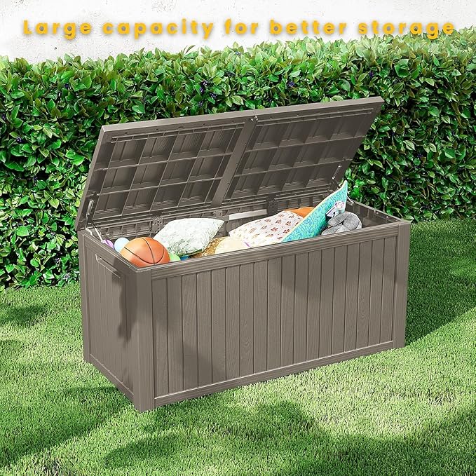 PATIOEASY 200GAL Deck Box -Grey,Waterproof Outdoor Storage Binfor Patio Furniture,Garden Patio Furniture, Outdoor