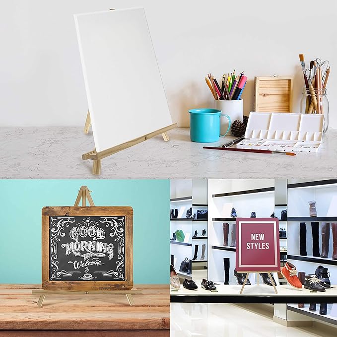 U.S. Art Supply 20" Natural Wood Tabletop Easel (2 Pack) - Adjustable A-Frame Canvas Stand for Painting Party & Signs - Table Top Easel for Painting, Canvas Holder, Crafts, Photos, Pictures