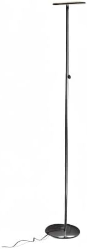 Brightech Sky LED Floor lamp, Torchiere Super Bright Floor Lamp for Living Rooms & Offices - Dimmable, Tall Standing Lamp for Bedroom Reading - Black Chrome