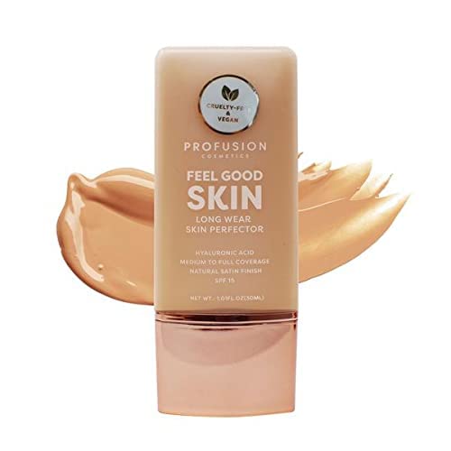 Profusion Cosmetics Lightweight Liquid Foundation for a Flawless and Elegant Radiance, Breathable Makeup for Improves Uneven Skin Tone, Cruelty-Free - Medium 1