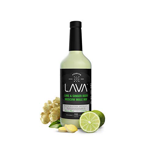 (3 Pack) LAVA Premium Spicy Moscow Mule Mix by LAVA Craft Cocktail Co., Made with Ginger Beer, Key Lime Juice, Real Ginger Puree, No Artificial Sweeteners, Ready to Use, 1-Liter (33.8oz) Glass Bottle