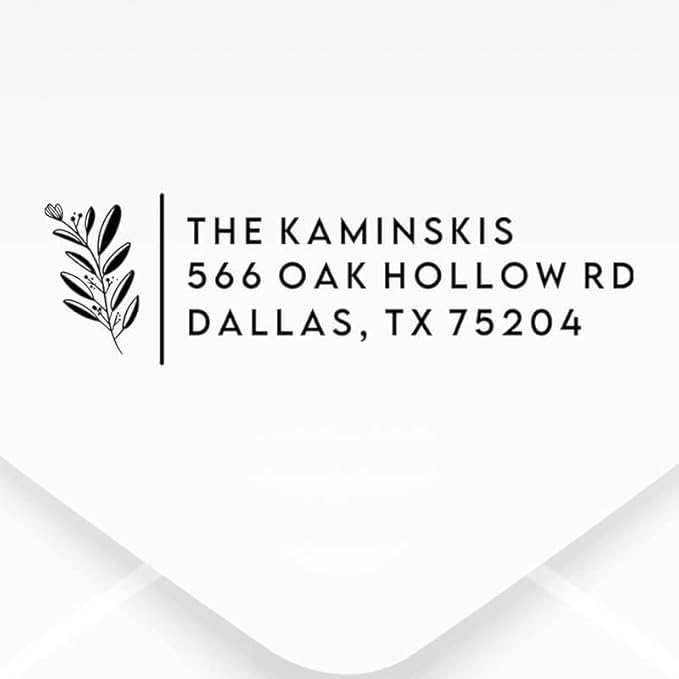 Custom Floral Address Stamp | Choose from 12 Designs | Multiple Ink Color Options | Envelope Return Address Stamp for Couple or Family (Design 2, Extra Large)