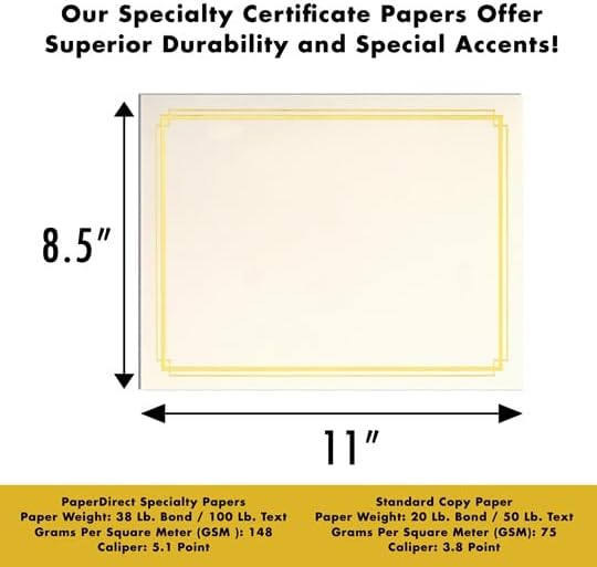 PaperDirect Foil Elegance Specialty Certificates, 50 Sheets of 38lb White Paper, 8½" x 11", Double Blue Foil Border, Perfect for Awards, Students, Employees, Volunteers, Course Completion, Diplomas