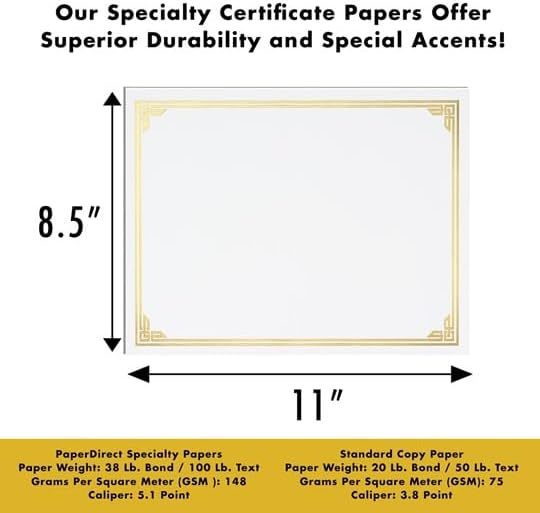PaperDirect Gold on Cream Classic Specialty Certificates, 8½ x11, Foil Accents, 50 Count, Certificates And Awards Paper, For School, Work, Diplomas & Award Certificates