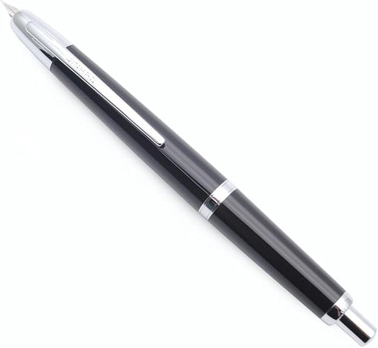 JINHAO 20 Press Fountain Pen, Retractable Capless Resin Pen with Ink Converter (F Nib 0.5mm, Bright Black)
