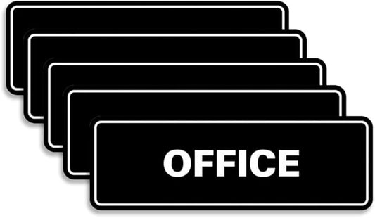 Signs ByLITA Standard Office Sign - Professional Business Signage - Easy to Install (Black) - Large 5 Pack