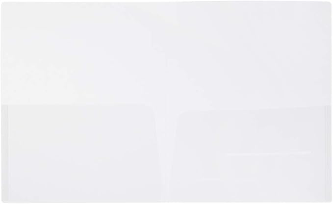 JAM PAPER Plastic Light Weight Flexible Two Pocket Presentation Folders - Clear - 6/Pack