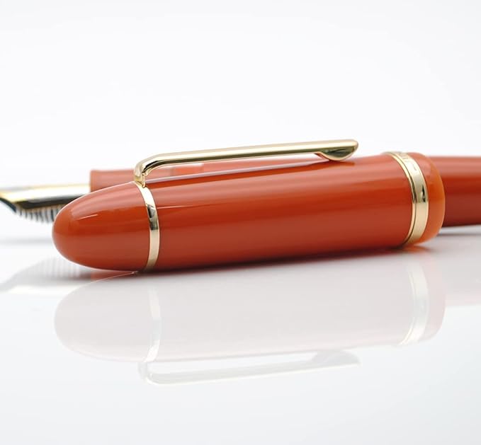 JINHAO X159 Fountain Pen (F Nib 0.5mm, Orange Red with Gold Clip)