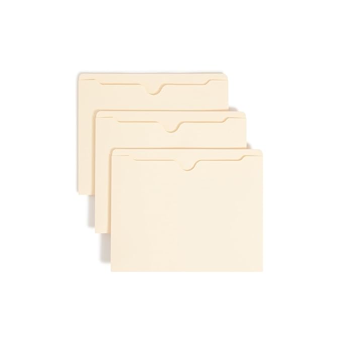Smead File Jacket, Reinforced Straight-Cut Tab, Flat-No Expansion, Letter Size, Manila, 100 per Box (75500)