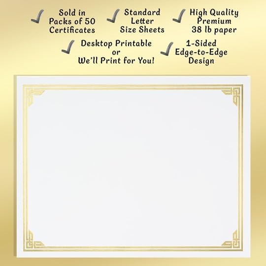 PaperDirect Blue on White Classic Specialty Certificates, 8½ x11, Foil Accents, 50 Count, Certificates And Awards Paper, For School, Work, Diplomas & Award Certificates