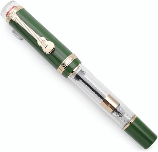 JINHAO 1935 Fountain Pen TIANDAO Series #8 Nib Ink Pen with Guitar-Shaped Clip and Ink Converter (F Nib 0.5mm, Army Green)