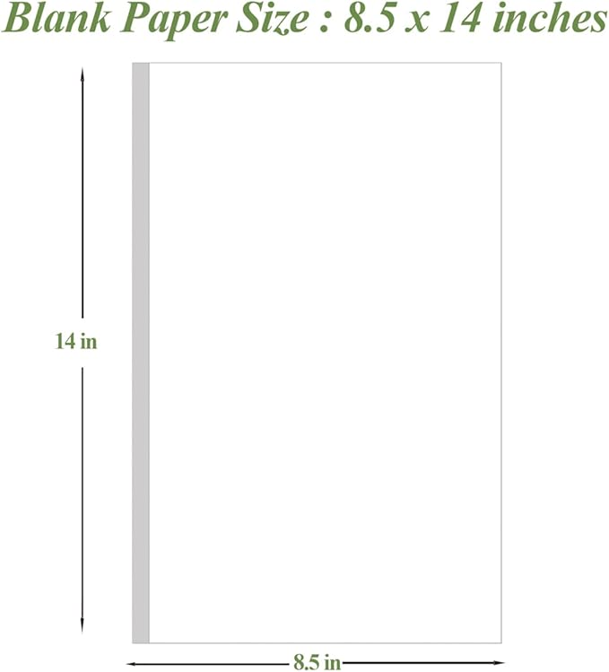 (2-Pack) 8.5" x 14" Blank Print Paper - 100Sheets/200Pages Blank Loose-Leaf Paper, Legal Size Printing in Office/Home/School, 100gsm Blank Paper