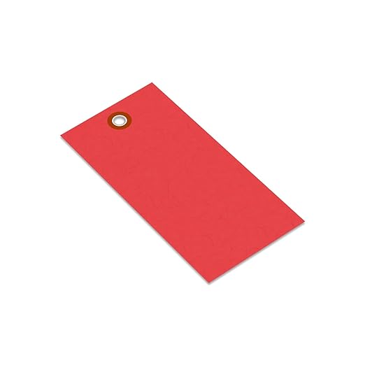 SmartSign (Pack of 1000) 4.75 x 2.375 inch “Red” Blank Tyvek Shipping Tags with Metal Eyelets, Size #5, 8 mil Thick Tyvek