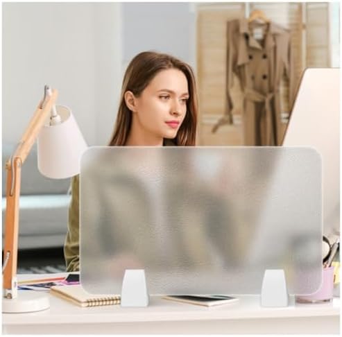 Acrylic Frosted Desk Divider - Portable Privacy Screen for Workstations, Office & School Use - 39.4x11.8in Table Top Visual Distraction Panel (Clear-B)