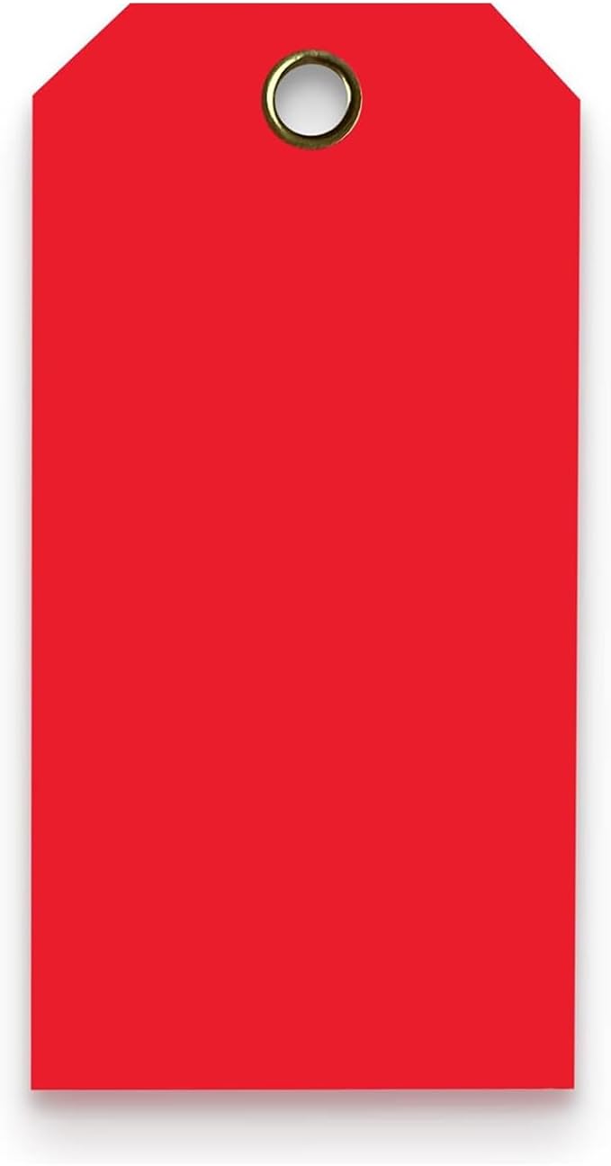 Tags 4 Less 15 Mil Waterproof Plastic Tags, Pack of 100 – 3” x 6” Heavy Duty Plastic Tags for Labeling, Outdoor Tagging, Equipment Labeling, Luggage, Valves & More (Red)