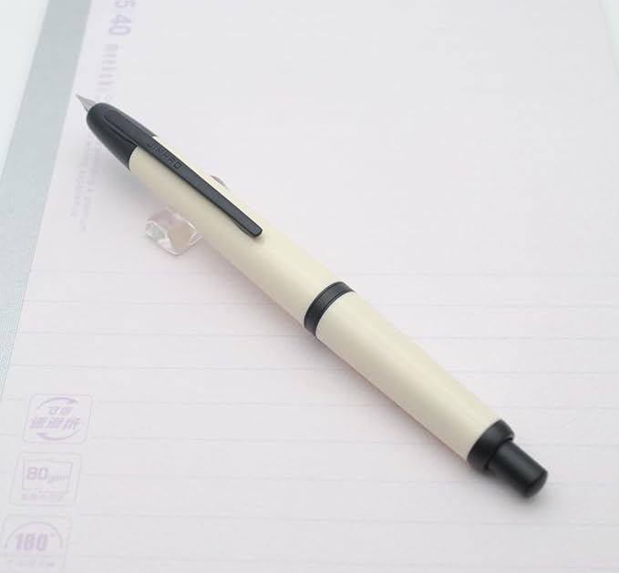 JINHAO 20 Press Fountain Pen, Retractable Capless Resin Pen with Ink Converter (EF Nib 0.4mm, Ivory White)