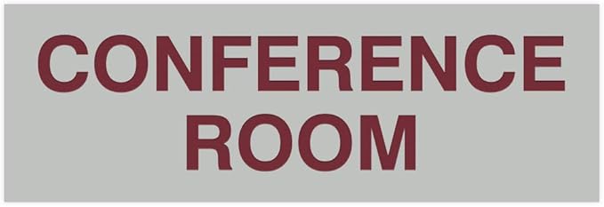 Signs ByLITA Basic Conference Room Sign (Light Grey/Burgundy) - Large