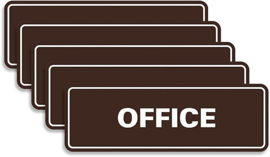 Signs ByLITA Standard Office Sign - Professional Business Signage - Easy to Install (Dark Brown) - Medium 5 Pack
