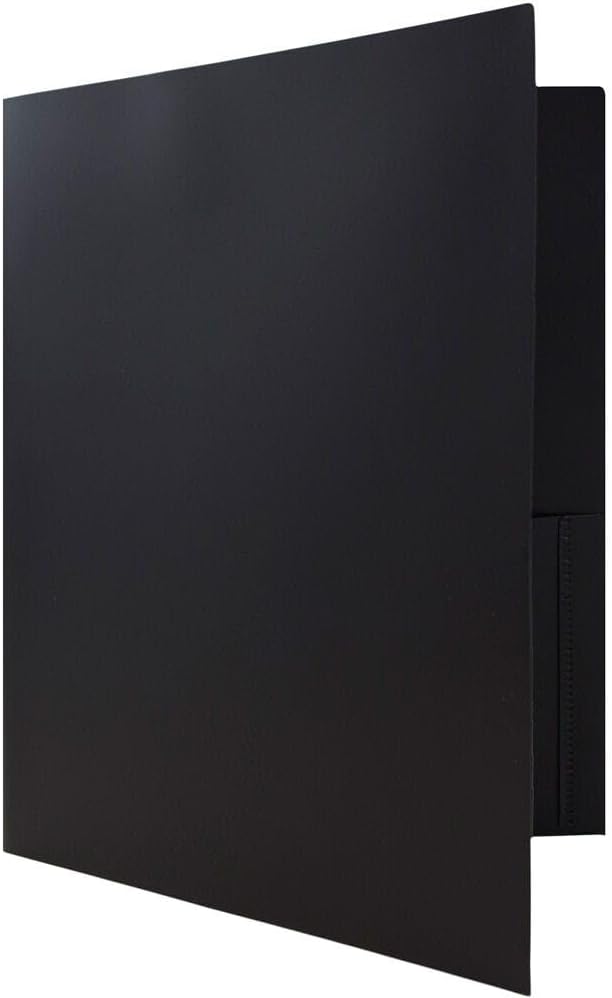 JAM PAPER Plastic Color Pop Folders - 2 Pocket Durable Folders with Metal Prongs Fastener Clasps - Black - 3/Pack
