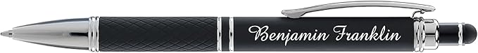 ExpressDesigns™ - Personalized Pens Gift Set - 2 Pack of Soft Touch Metal Pens w/gift box - Luxury Ballpoint Pen Custom Engraved with Name or Message (Black - Grey)