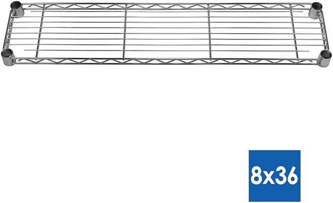 Shelving Inc. 5-Tier Chrome Wire Shelving, 8"D x 36"W x 96"H, Modern/Industrial Style, 800lbs Capacity Per Shelf