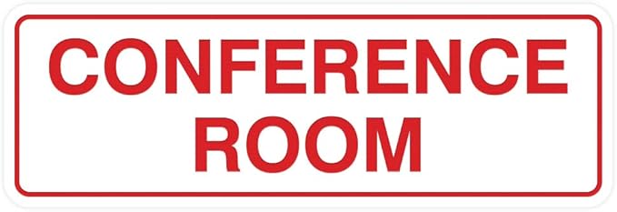 Standard Conference Room Sign - White/Red - Medium 10 Pack