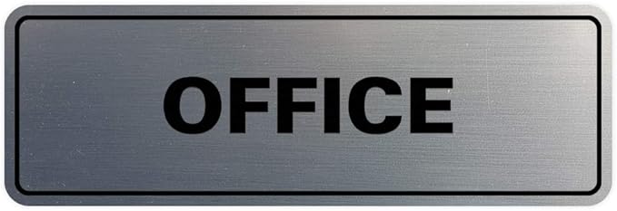 Signs ByLITA Standard Office Sign - Professional Business Signage - Easy to Install (Brushed Silver) - Small 1 Pack