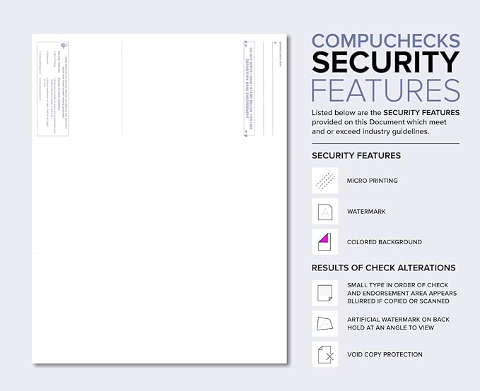 Compuchecks Check on Top Blank Check Paper - 1000 Pack, Quick-Books & Laser Printer Compatible - Security Business Checks with Voucher - 8.5" x 11" Blue Marble