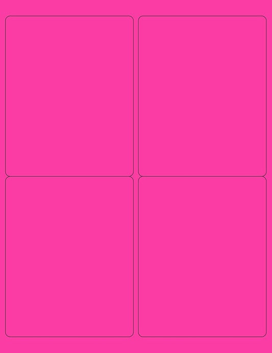 8-1/2 x 11" Neon Color High Light Fluorescent Labels for Laser & Inkjet Printer (Pink Fluorescent, 4 x 5" - 4 Per Page | 400 Labels)