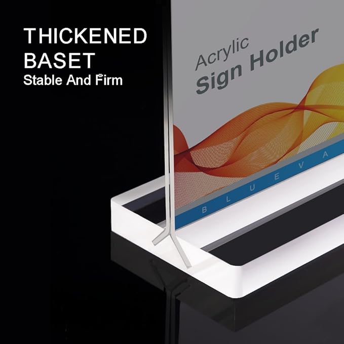 BlueValley 4x6 Acrylic Sign Holder, 12 Pack Plexiglass Picture Frame Double Sided Clear Display, Tabletop Menu Sign Holders Vertical Plastic Paper Sign Stand for Office Desktop, Restaurant, Store, Fair & Events
