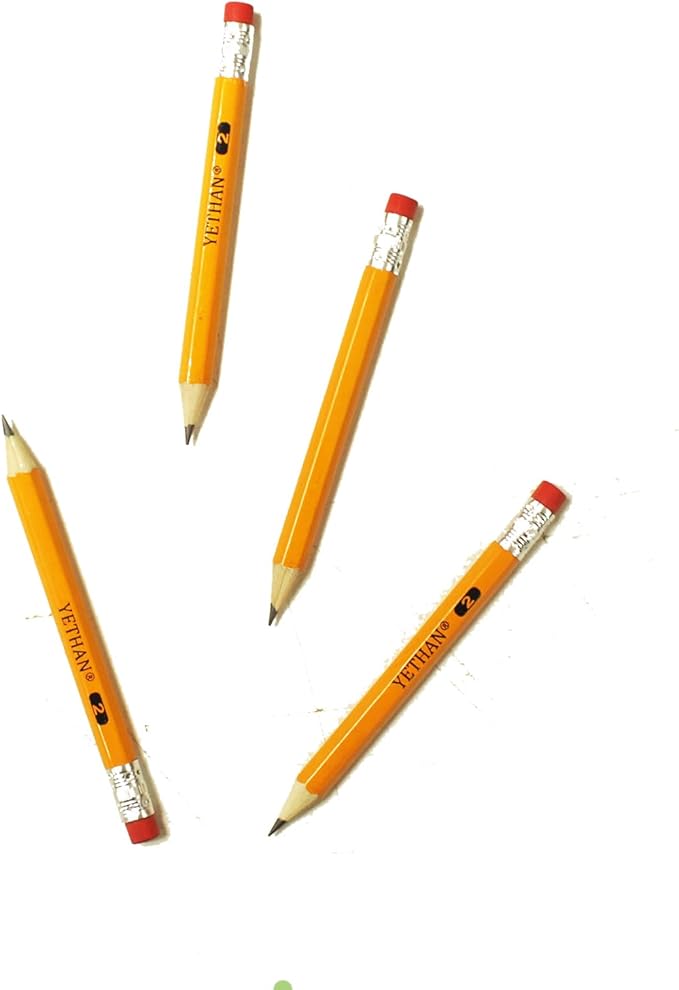 YETHAN 600Pcs Golf Pencils with Eraser Tops,Hexagon Half Wooden pencils, Pre Sharpened 2# HB Golf Back to School Office 4" Mini 600 count/Box