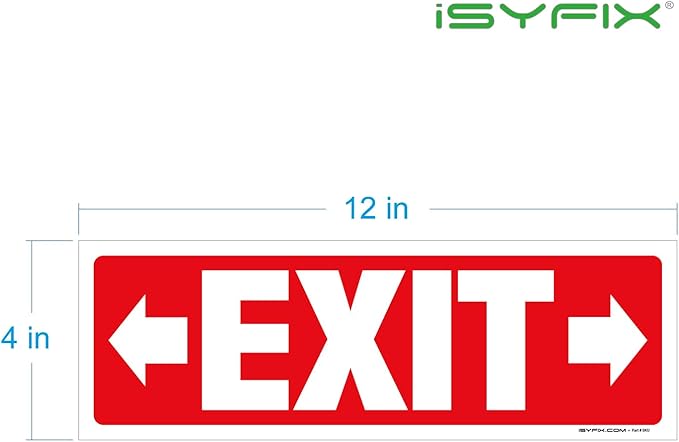 iSYFIX Exit Signs Stickers 2 Pack 12x4 Inch - Laminated Premium Vinyl Directional Right & Left Arrow Signs for Buildings, Office, Workplace, Stores, Schools, Theaters, Parking, Restaurants, Factories