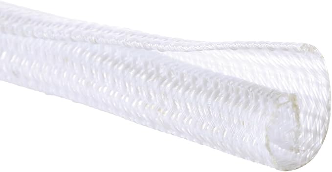 QCSIW 25ft 1 Inch White Cable Sleeve – Split Wire Loom Tubing Cord Protector – Flame Retardant Polyester Cable Cover for Desk, TV, PC Setup – Protects Cords from Pets & Organizes Wires