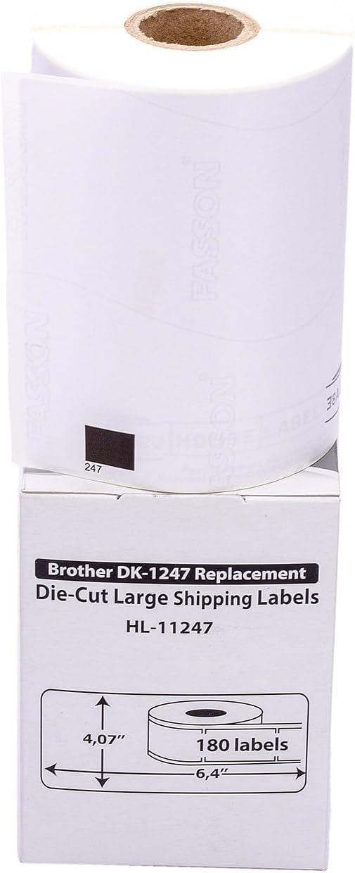HOUSELABELS Compatible with DK-1247 Replacement Roll for Brother QL Label Printers; 180 Large Shipping Labels; 4.07" x 6.4" (103mm*163mm) - 20 Rolls