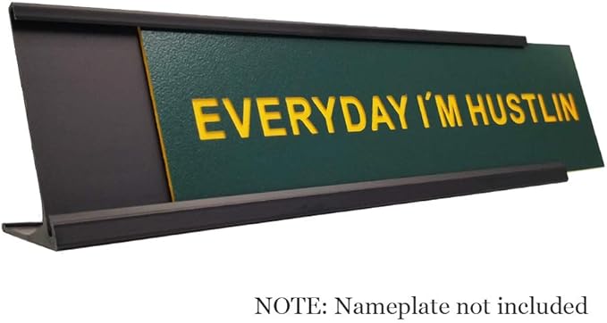 2" x 10" Aluminum Desk Name Plate Holder, Office Business Desk Sign Holder Desktop 2 Pack (Black)