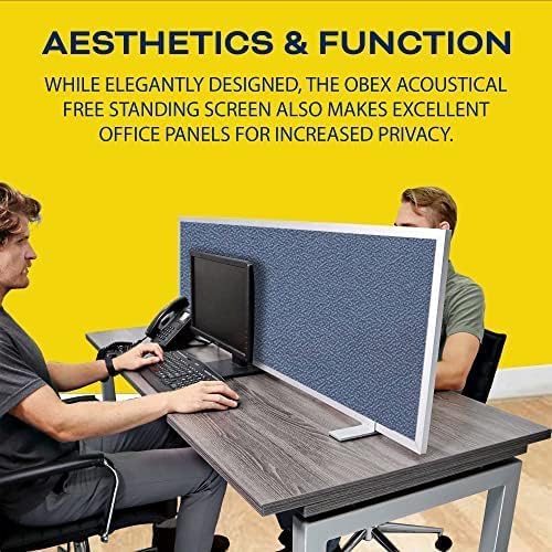 OBEX Acoustical Free Standing Privacy Screen, Cubicle Accessories Desk Privacy Panel, Desk Dividers for Office, Office Furniture Partitions Portable Sound Proof Dividers, 18" x 24", Graphite