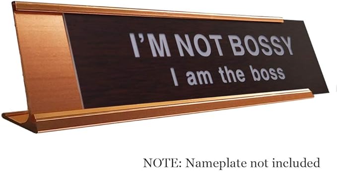 2" x 8" Aluminum Desk Name Plate Holder, Office Business Desk Sign Holder Desktop 2 Pack (Rose Gold)