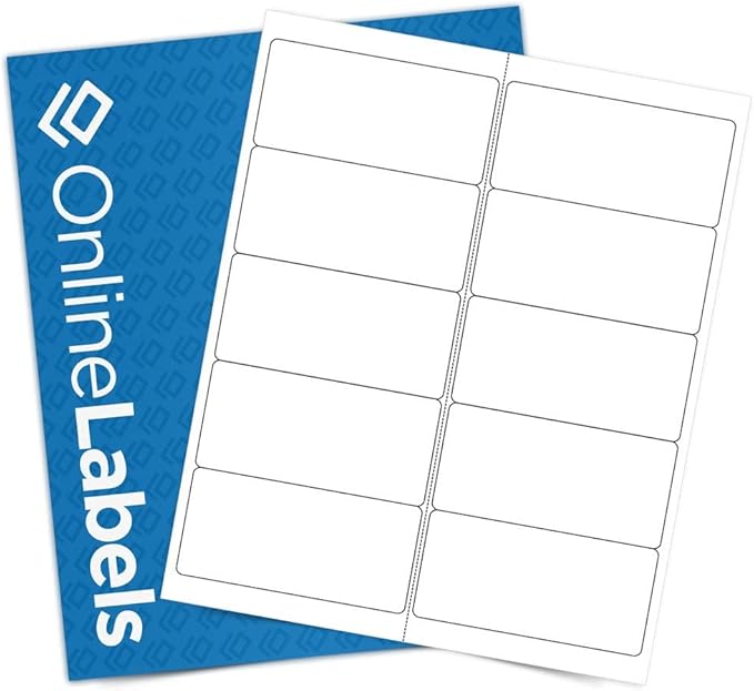 4 x 2 Rectangle Mailing Labels - Permanent, White Matte - Address, Shipping, Gift - Pack of 2,500-250 Sheets - Inkjet/Laser Printers - Online Labels