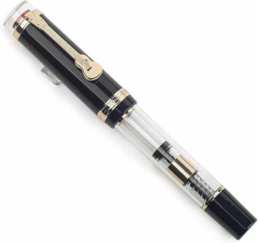 JINHAO 1935 Fountain Pen TIANDAO Series #8 Nib Ink Pen with Guitar-Shaped Clip and Ink Converter (F Nib 0.5mm, Black)