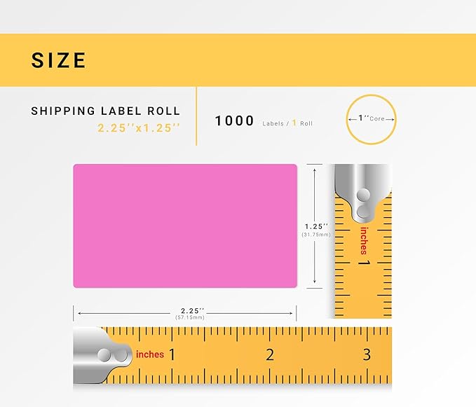 HOUSELABELS 2.25" x 1.25" Pink Address Labels on 1" Core Compatible with Zebra and Rollo Printers, 4 Rolls / 1,000 Labels per Roll