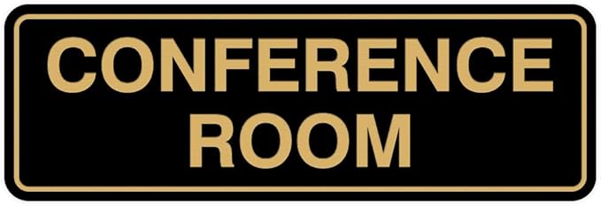 Standard Conference Room Sign - Black/Gold - Medium 2 Pack