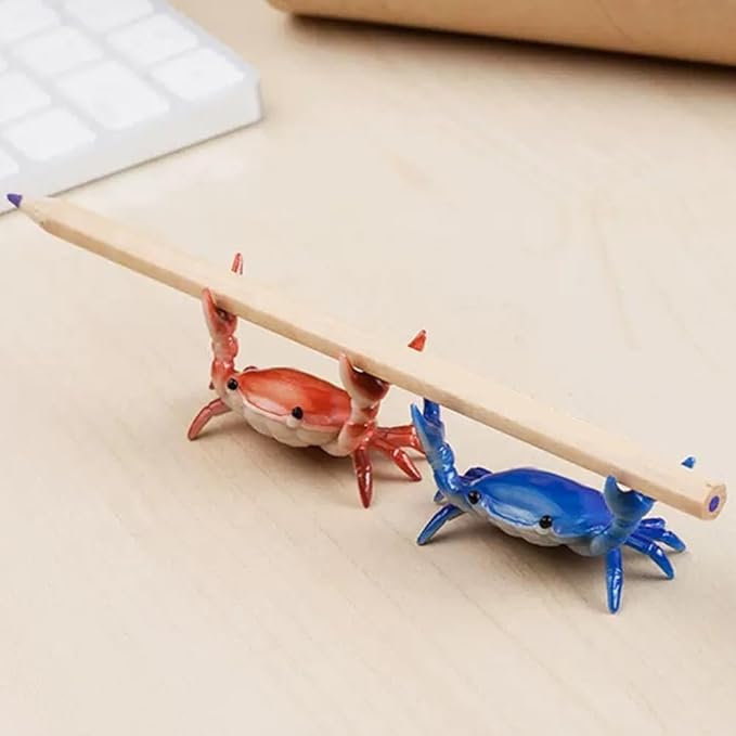 Crab Pen Holder for Desk, Cute Multifunctional Weightlifting Desk Crab Pencil Holder Organizer for Pens, Pencils & Makeup, Funny Desktop Decor Gift for Home Office School (Blue)
