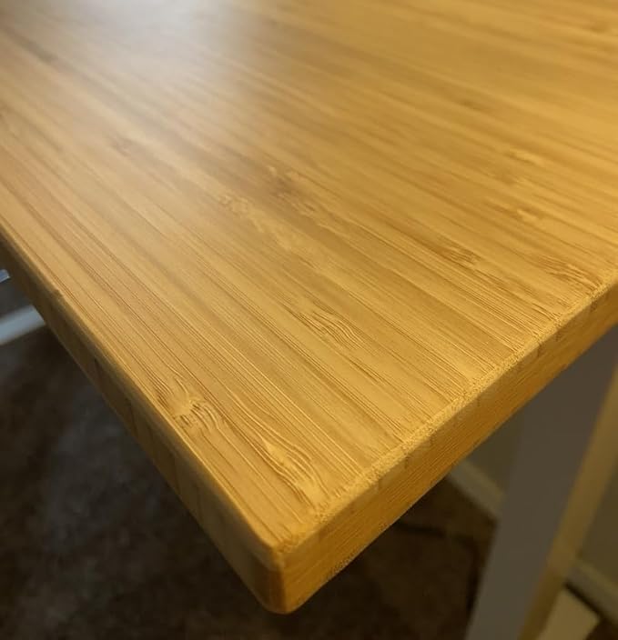 FLEXISPOT EN1 Bamboo Standing Desk, 48 x 24 Inches Whole-Piece Electric Height Adjustable Desk for Home Office (Silver Frame + Bamboo Curved Desktop, 2 Packages)