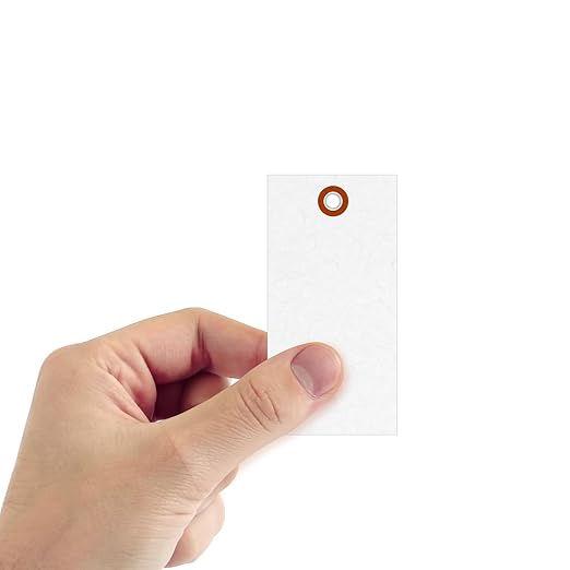 SmartSign (Pack of 1000) 4.25 x 2.125 inch “White” Blank Tyvek Shipping Tags with Metal Eyelets, Size #4, 8 mil Thick Tyvek, Made in USA